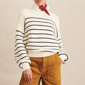 Striped Crewneck Sweater in Ivory and Black